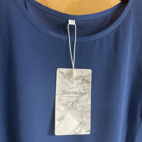 Navy Tie waist T-shirt dress - Picture 2 of 4